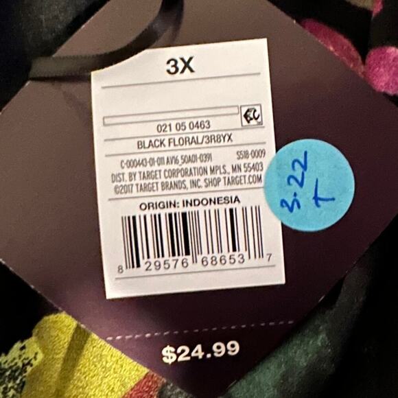 NWT Ava & Viv Black Floral Blouse 3X - Picture 5 of 8